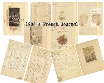 Vintage French Journal Pages: 1800's Ephemera (Digital Download)