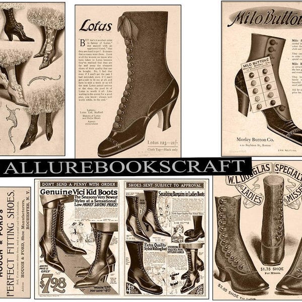 22 Vintage Shoes Ephemera Advertisements, Vintage Shoe Ads, Digital Download, Victorian woman, Printable Junk Journal Embellishments