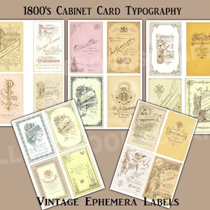 1800's Kabinet Kaart Typografie Vintage Ephemera Briefhoofd Vintage Font Junk Journal Reizigers Notebook Verfraaiing