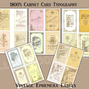 1800’s Cabinet Card Typography Vintage Ephemera Letterhead Vintage Font Junk Journal Travelers Notebook Embellishment