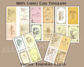 1800’s Cabinet Card Typography Vintage Ephemera Letterhead Vintage Font Junk Journal Travelers Notebook Embellishment