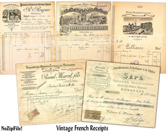 Vintage French Ephemera: 1800's Receipts, Letterhead (Printable Retro Paper)
