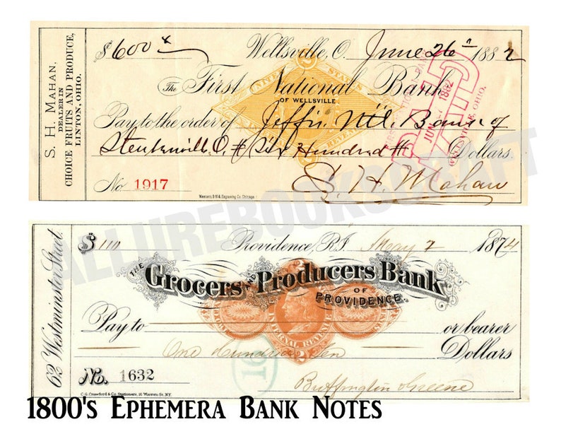 Efímeras del siglo XIX: billetes antiguos, membretes, diarios basura, insertos de escritura antigua, adornos, collages, papel, escritura, ornamentado, imprimible, digital imagen 2