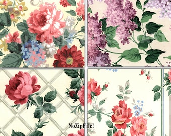 Vintage Floral Wallpaper: Full Page Junk Journal Paper (Digital Download)