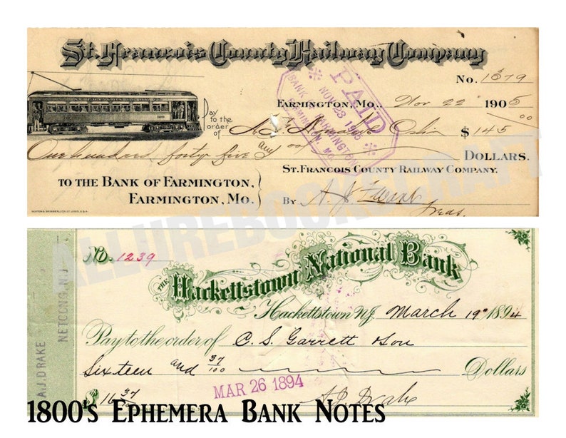 Efímeras del siglo XIX: billetes antiguos, membretes, diarios basura, insertos de escritura antigua, adornos, collages, papel, escritura, ornamentado, imprimible, digital imagen 5
