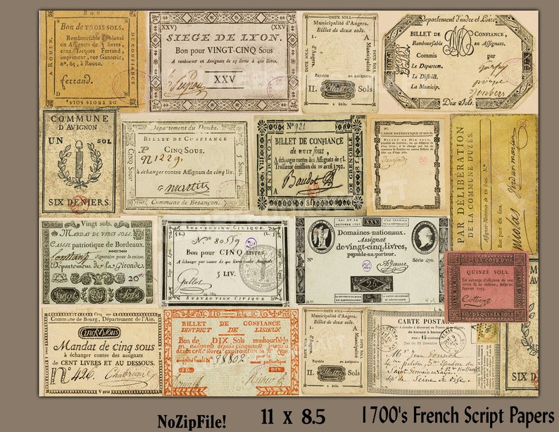 French Script Journal Paper: Vintage Collage Ephemera (printable ...