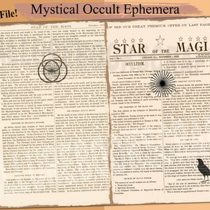 Mystical Vintage Journal Pages | digital celestial grimoire paper, printable creepy ephemera, dark academia witch occult junk journal 1800