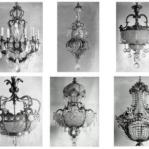 Vintage Chandeliers 1, Black & White or Colored, Antique Lights, Junk Journal Ephemera Ornate Picture Victorian Image Printable Digital image 3