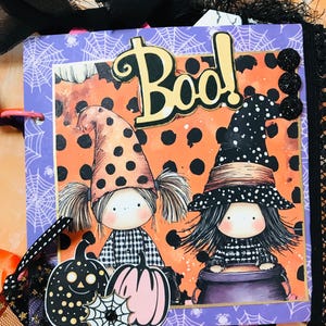 Cute Halloween Journal, Pumpkins Cute Witches, Photo Album Junk Journal, Bats, Ghosts, Whimsical Handmade Journal For Sale