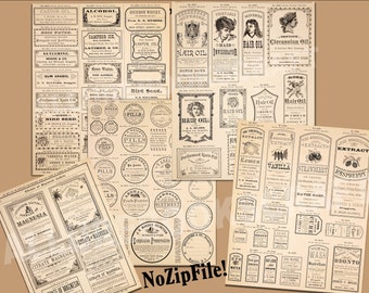 Vintage Apothecary Labels: 1800s Ephemera Advertisements (Digital Download)