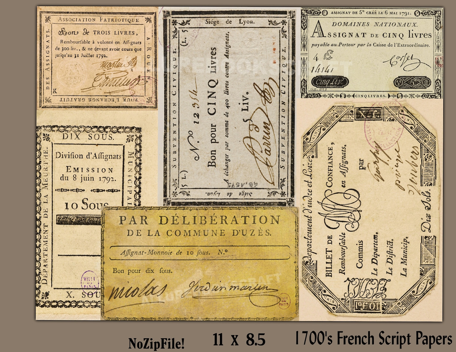 French Script Journal Paper: Vintage Collage Ephemera (printable ...