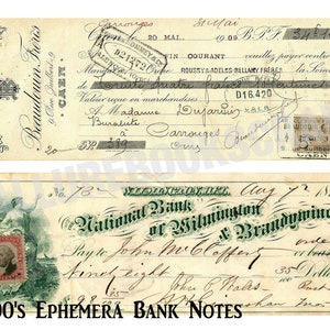 Efímeras del siglo XIX: billetes antiguos, membretes, diarios basura, insertos de escritura antigua, adornos, collages, papel, escritura, ornamentado, imprimible, digital imagen 6