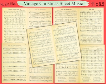 Vintage Christmas Sheet Music: Junk Journal Pages (Digital Download)