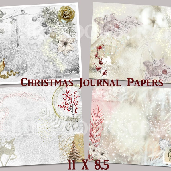 Vintage Christmas Paper Pack, Vintage Collage Digital Papers, Designer Scrapbook Paper, Landscape Orientation, Fold in Half Graphic Paper