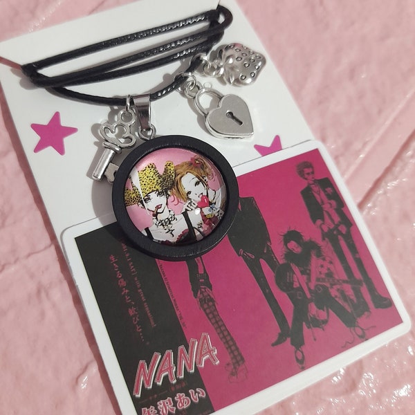 Collar colgante Nana Osaki y Hachi, joyería de manga Nana, accesorios Nana, artilugios Ai yazawa, collar Nana Osaki, accesorios de anime