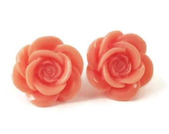 Light Pink Earrings, Flower Earring, Stud Earrings, Earrings, Pale Pink Earrings, Peach, Flowers, Roses, Handcrafted, Gifts for Her