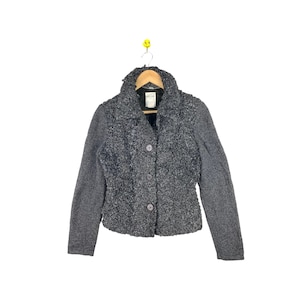 Rare Celine Homme Jacket / Striped Button Retro Style / 90s / Grey  Rich Colour / Women Brand Designer