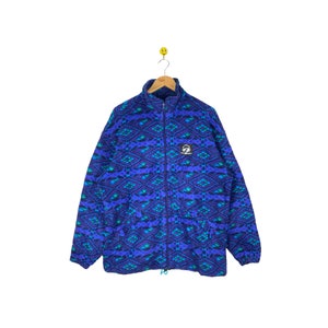 Rare Vintage Phenix Fleece Jacket Sweater Navajo Style Graphic Design Abstract Ski winter Jacket Large Size