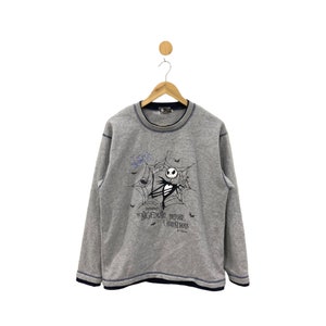 Vintage Jack Skellington Sweatshirt Alptraum Fleece Pullover Halloween Sweatshirt Fleece Happy Halloween Medium Size