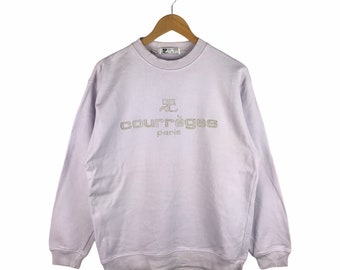 Sudadera Rare Vintage Courreges / Jumper 90s / Bordado Big Logo / Sudadera de color púrpura courrges tamaño mediano