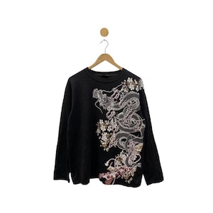 Rare Vintage Sukajan Sweatshirt / Rare Japan / Sukajan Souvenir / Fish Koi Japan / Kimono / Japan Design Yakuza / Medium Size