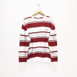 Rare Vintage Lacoste Jumper / Lacoste Sweatshirt / Rare Japan / Multicolor Red White / Lacoste Large Size