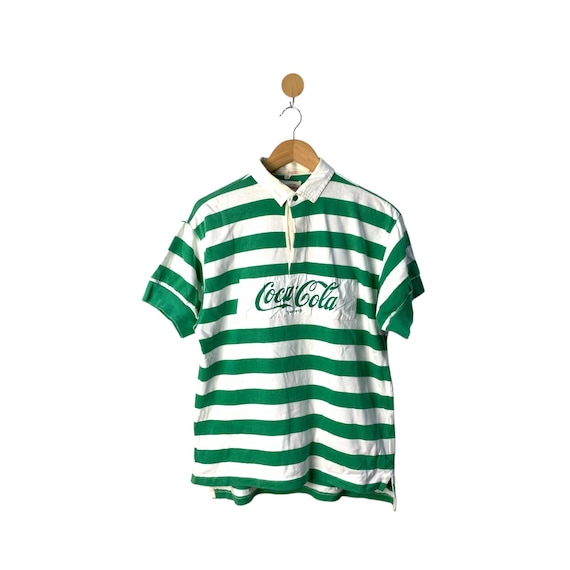 Rare Vintage Coca Cola 80s Striped Green Sweatshirt Jumper / Coke