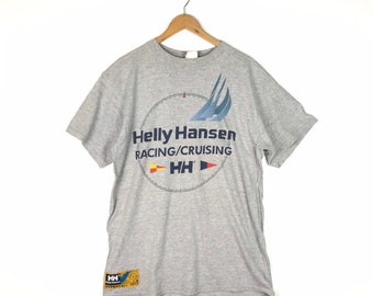 Rare Vintage Helly Hansen T-shirt Grey / Vintage 90s / Ski Clothing / Racing Cruising /