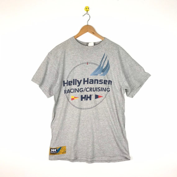Helly Hansen, Rare Vintage Helly Hansen T-shirt Grey / Vintage 90s / Ski Clothing / Racing Cruising /