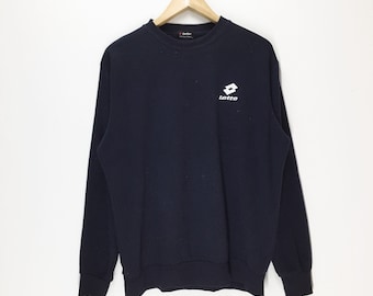 Rare Vintage Lotto Sweatshirt Jumper Pullover Crewneck Sportswear Lotto Sweater Black Large Size Sweatshirts
