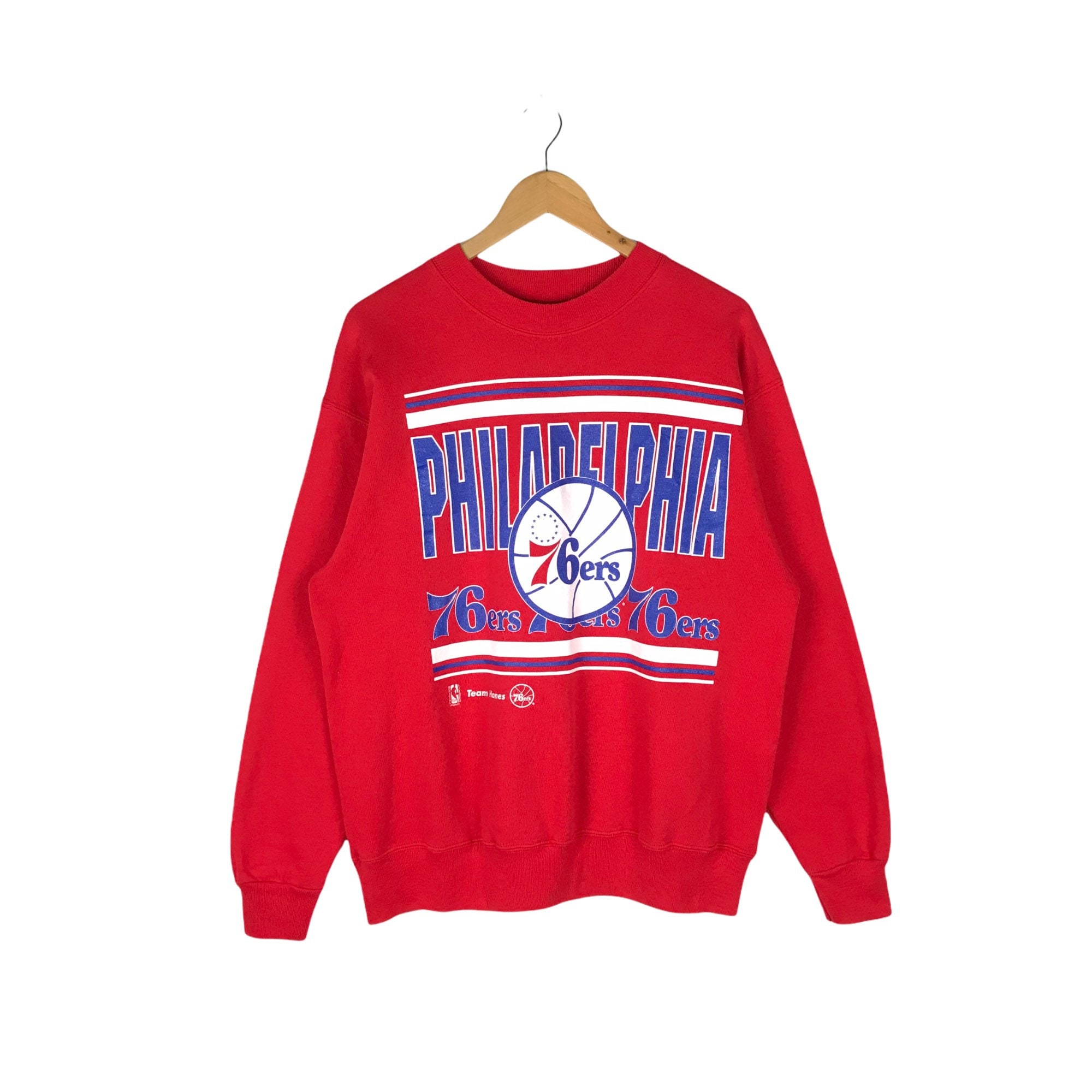 Men's Sportiqe Black Philadelphia 76ers City Edition 76 Originals Harmon Satin Stitch Crewneck Pullover Sweatshirt