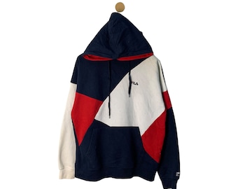 Rare Vintage Fila hoodies Sweatshirt / striped / Embroidery Logo / Fila Medium retro oldschool fila bj