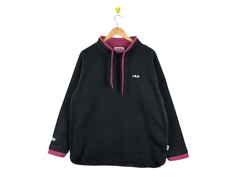 Rara sudadera vintage Fila / Jumper / 90s Fila Vintage / Media cremallera / Simple Small Logo / tamaño mediano