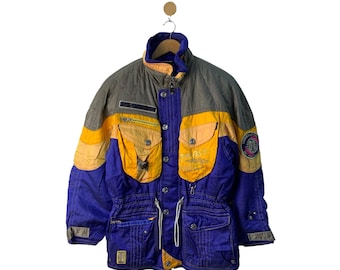 Veste Phenix vintage rare, veste de ski, manteau épais, veste de ski d'hiver, bleu multicolore, grande taille