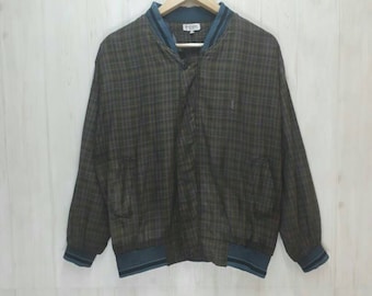 Vintage Jacket 90s YvesSaintLaurent YSL Jacket / Bomber Jacket / Varsity Jacket Zipper Up Sweater Brown Colour Medium Size