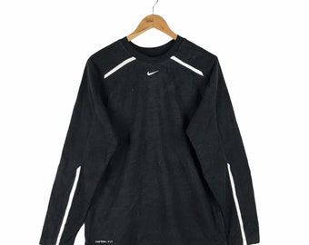 Sudadera Nike vintage de polar, rara, sudadera Nike, ropa deportiva, logotipo Nike, sudadera Nike, negra, talla mediana Nike