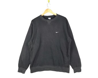 Suéter Nike vintage raro / Sudadera Nike Swoosh / Ropa deportiva / Nike Swoosh de los años 90 en negro descolorido Nike Talla grande