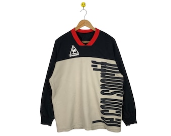 Rare Vintage Le Coq Sportif Big Logo Pullover Jumper Sweatshirt / Multicolor Striped / Japan Brand