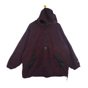 Rare Vintage Helly Hansen Fleece Hoodies Sweatshirt / maroon Color / Jumper Pullover Sweatshirt / helly hansen xxl size