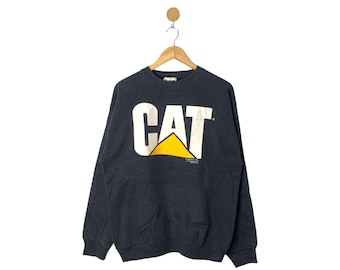 Rare Vintage Caterpillar Sweatshirt 90s Jumper Pullover Crewneck Navy Sweater 80s Large Tultex Sweatshirt