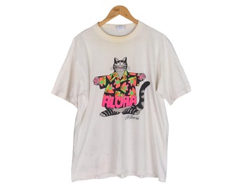 Vintage B Kliban T-Shirt 90s B Kliban Cat Shirt Faded Vintage Mens XL B Kliban Crazy Cat Chow Fun Chinese Food Double Sided T-Shirt Green