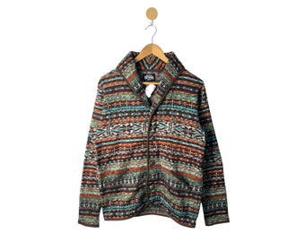 Suéter polar Vintage Beams, estilo navajo/invierno, años 90, chaqueta polar Boundary Native, abstracto, talla mediana