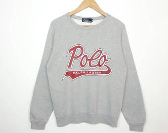 Vintage Polo Ralph Lauren Sweatshirt / Spellout Big Logo / Jumper Sweater Medium Size