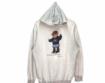Vintage Polo Bear Ralph Lauren Hoodies Sweatshirt Medium Size