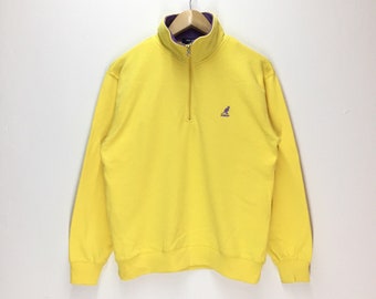 Rare Vintage Kangol Sport Sweatshirt / Kangol jumper / Yellow Colour / Half Zipper / Sportswear / Activewear / Nightwear