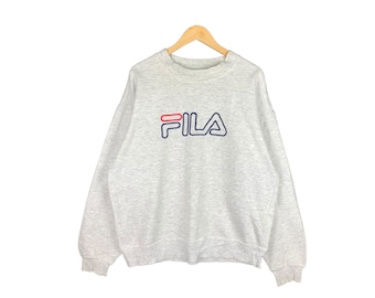 Rare Vintage Fila Sudadera / Fila Jumper / Logotipo pequeño bordado / Ropa deportiva / Ropa de calle / Ropa activa / Ropa de dormir / talla grande