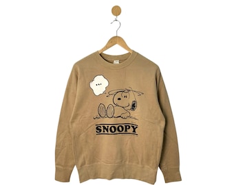 Vintage 90’s retro 80’s oldschool Vintage Snoopy Sweatshirt Cartoon Animated Brown sweater / Peanuts Crewneck Pullover Jumper Medium Size