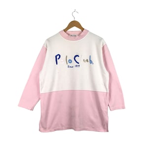 Vintage Polo Club Sweatshirt /Embroidered Spellout Big Logo / Pink Sweashirt / Jumper Pullover Crewneck Polo medium