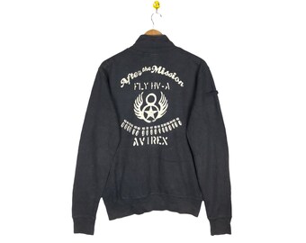 Rara sudadera Avirex vintage / Jumper / Avirex USA / Ejército / Jersey Jumper suéter zip / Avirex tamaño grande