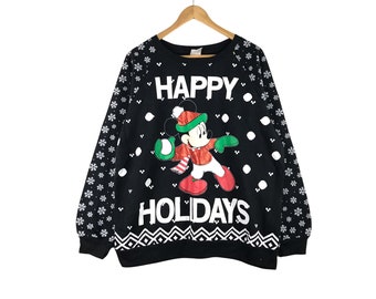 Seltenes Vintage Mickey Maus Sweatshirt / Cartoon / Disneyland Resort / Animiert / Disney / Vintage 90er Jahre / Weihnachten / Sweatshirt groß